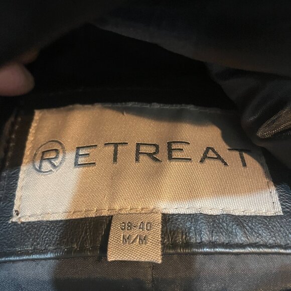 VTG Western Black leather aviation bomber biker jacket M zip in Liner - Picture 2 of 9